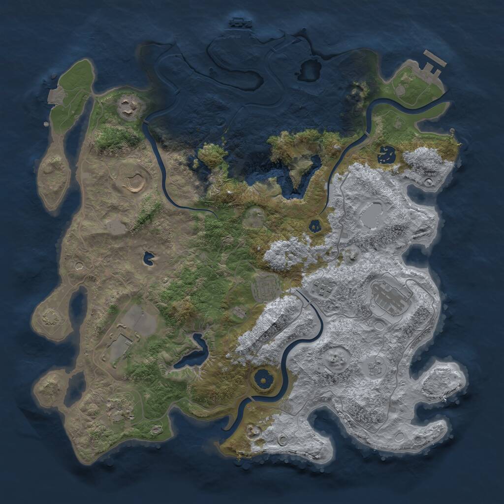 Rust Map: Procedural Map, Size: 4000, Seed: 1736164845, 14 Monuments