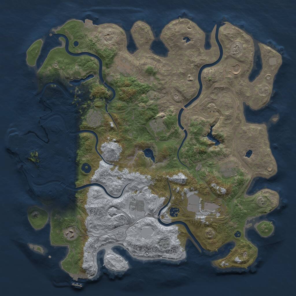Rust Map: Procedural Map, Size: 4500, Seed: 36564, 16 Monuments