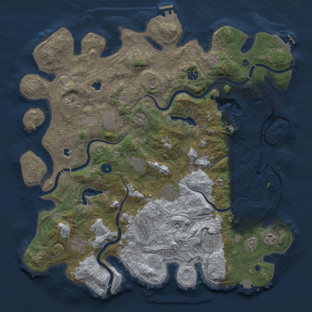 Rust Map: Procedural Map, Size: 4500, Seed: 327895729, 17 Monuments