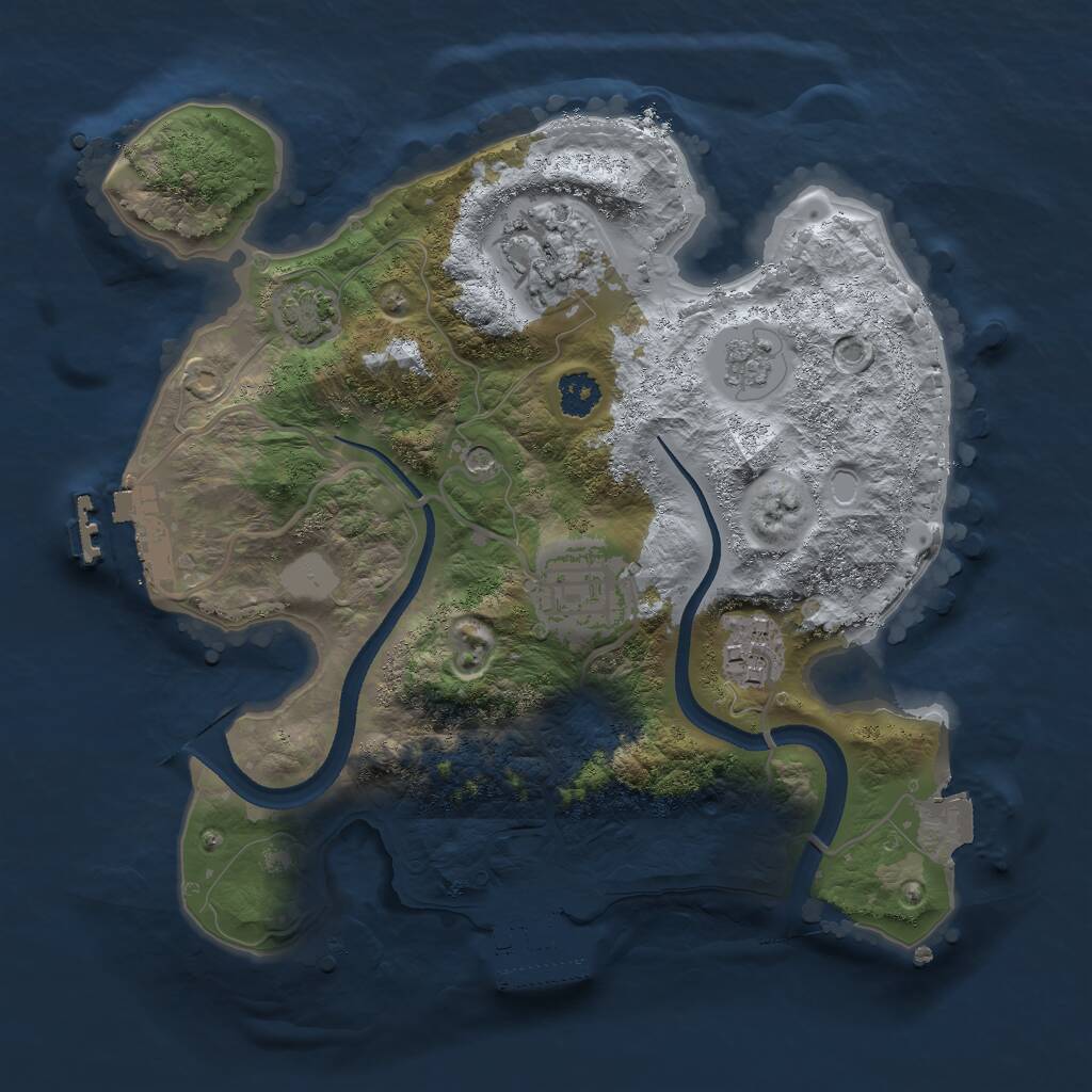 Rust Map: Procedural Map, Size: 2500, Seed: 15328123, 9 Monuments