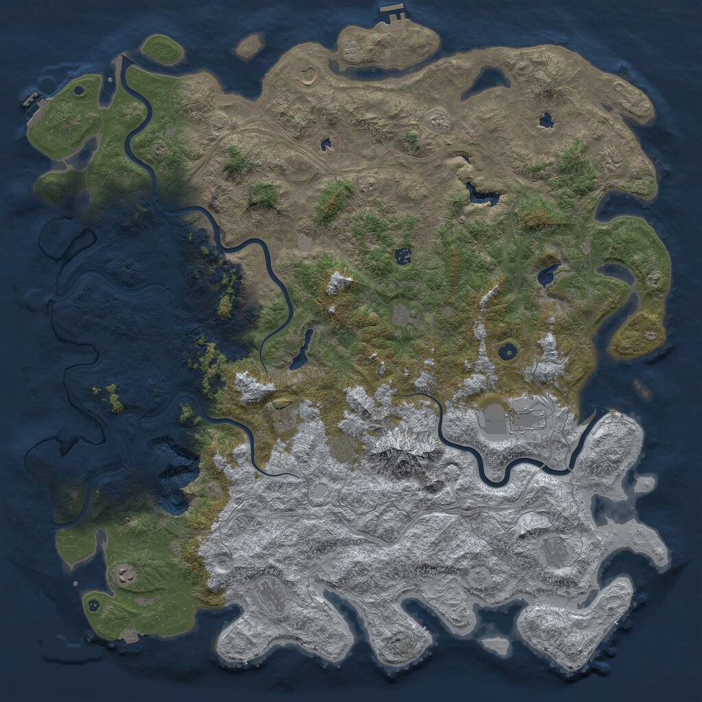 Rust Map: Procedural Map, Size: 6000, Seed: 212121, 17 Monuments
