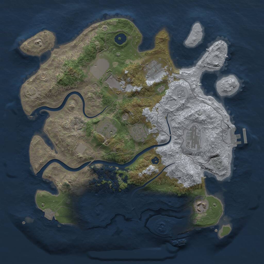 Rust Map: Procedural Map, Size: 3500, Seed: 623283742, 13 Monuments