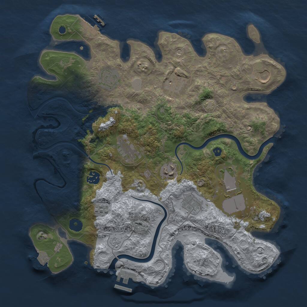 Rust Map: Procedural Map, Size: 3500, Seed: 485394626, 15 Monuments