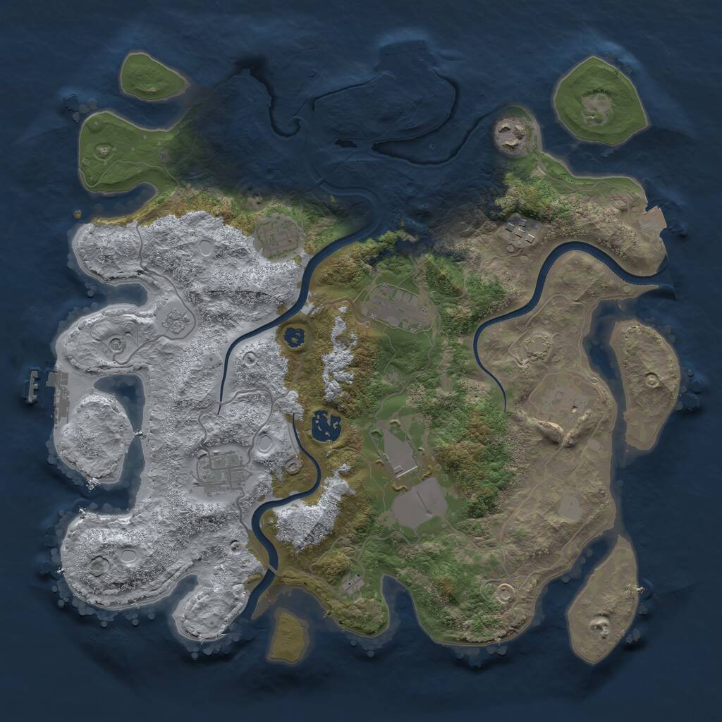Rust Map: Procedural Map, Size: 3500, Seed: 1068393417, 14 Monuments