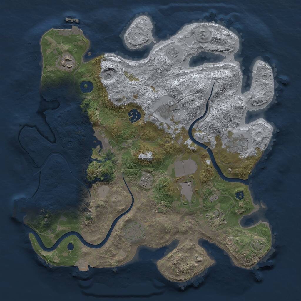Rust Map: Procedural Map, Size: 3500, Seed: 1966445537, 15 Monuments