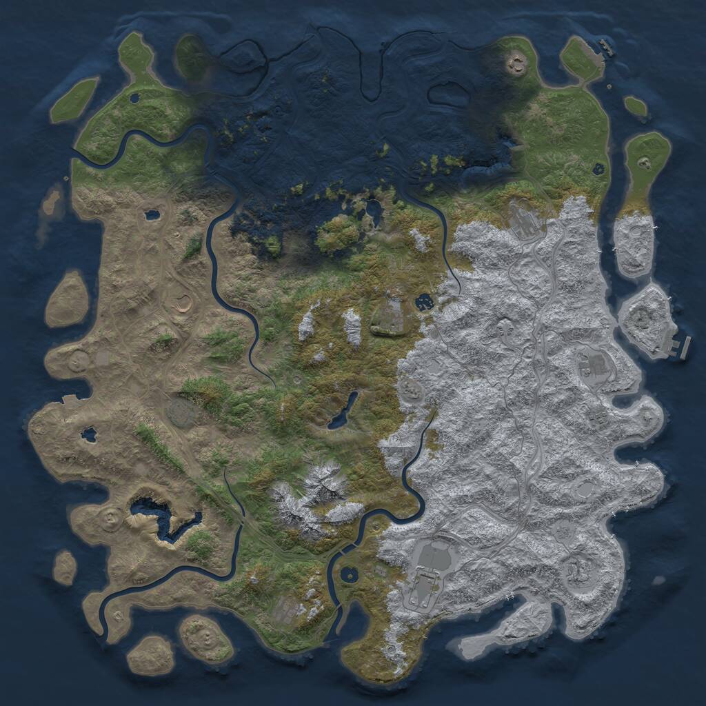 Rust Map: Procedural Map, Size: 6000, Seed: 57146460, 17 Monuments