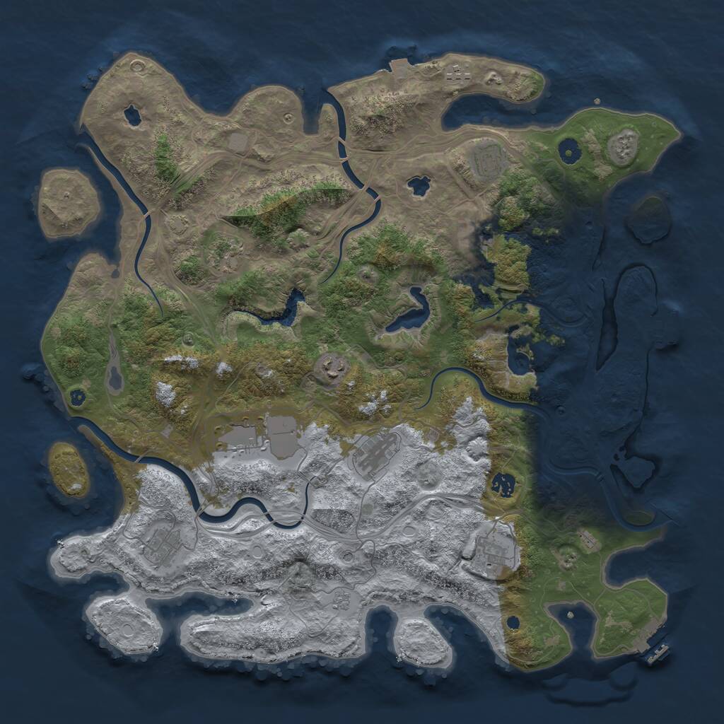 Rust Map: Procedural Map, Size: 4500, Seed: 212838894, 16 Monuments