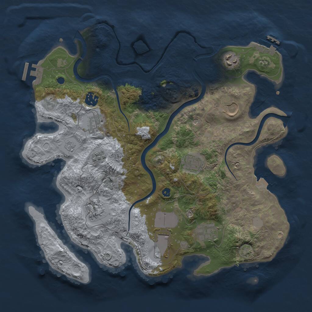 Rust Map: Procedural Map, Size: 3500, Seed: 420501420, 15 Monuments