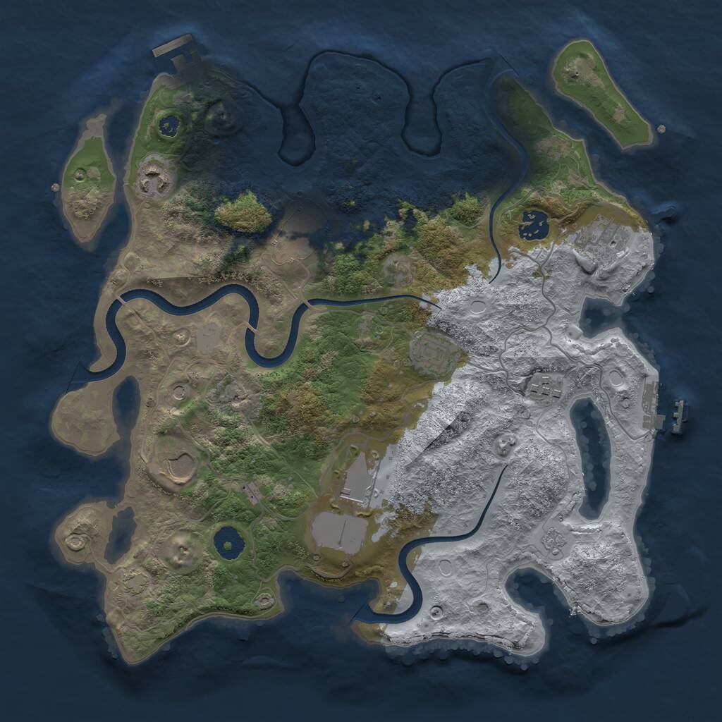 Rust Map: Procedural Map, Size: 3500, Seed: 1736164845, 14 Monuments