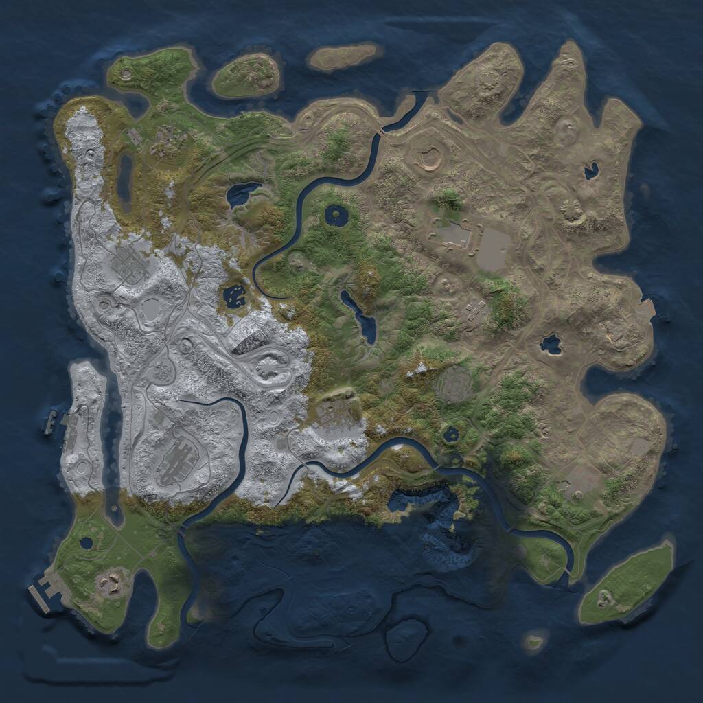 Rust Map: Procedural Map, Size: 4500, Seed: 2016738276, 17 Monuments