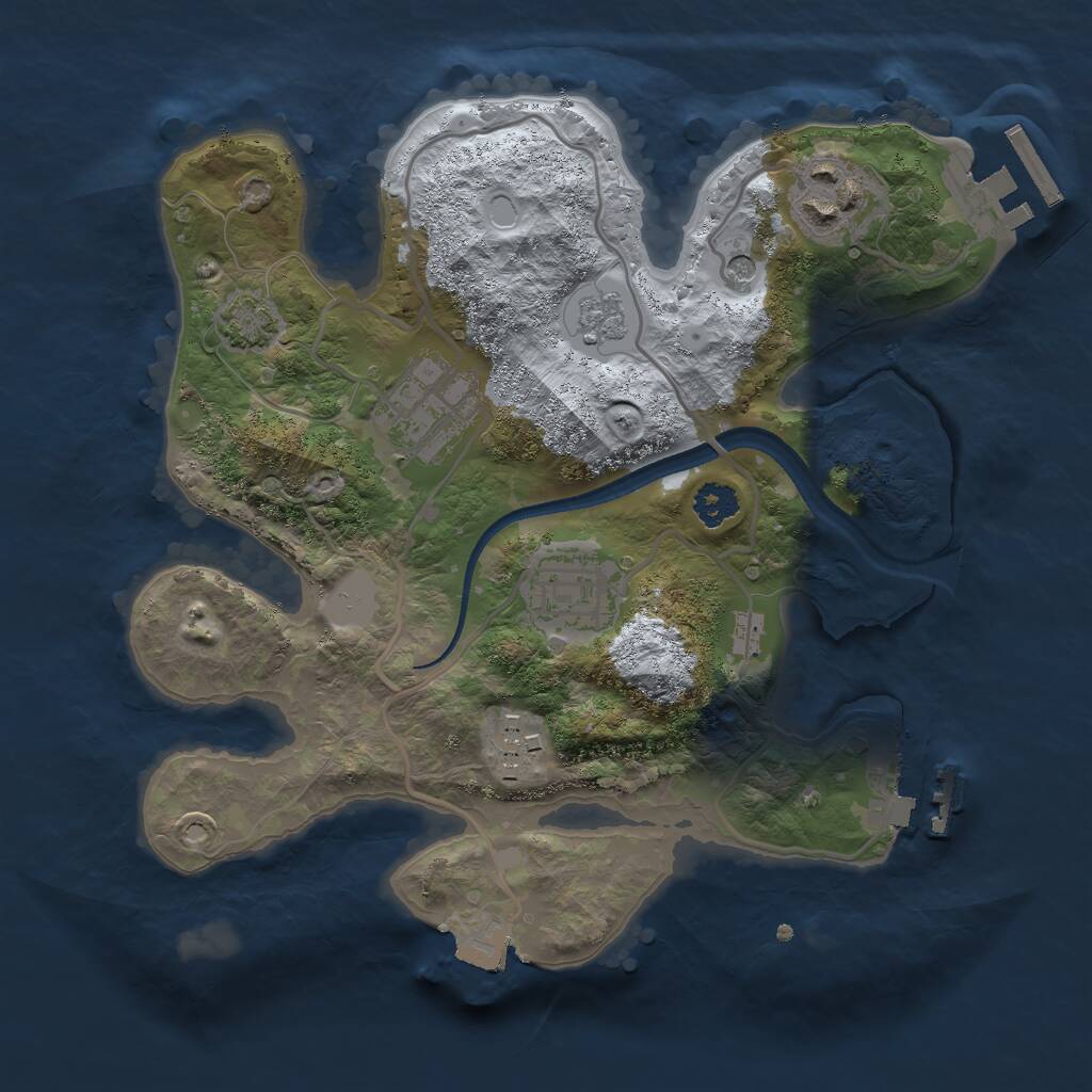 Rust Map: Procedural Map, Size: 2500, Seed: 19919624, 10 Monuments
