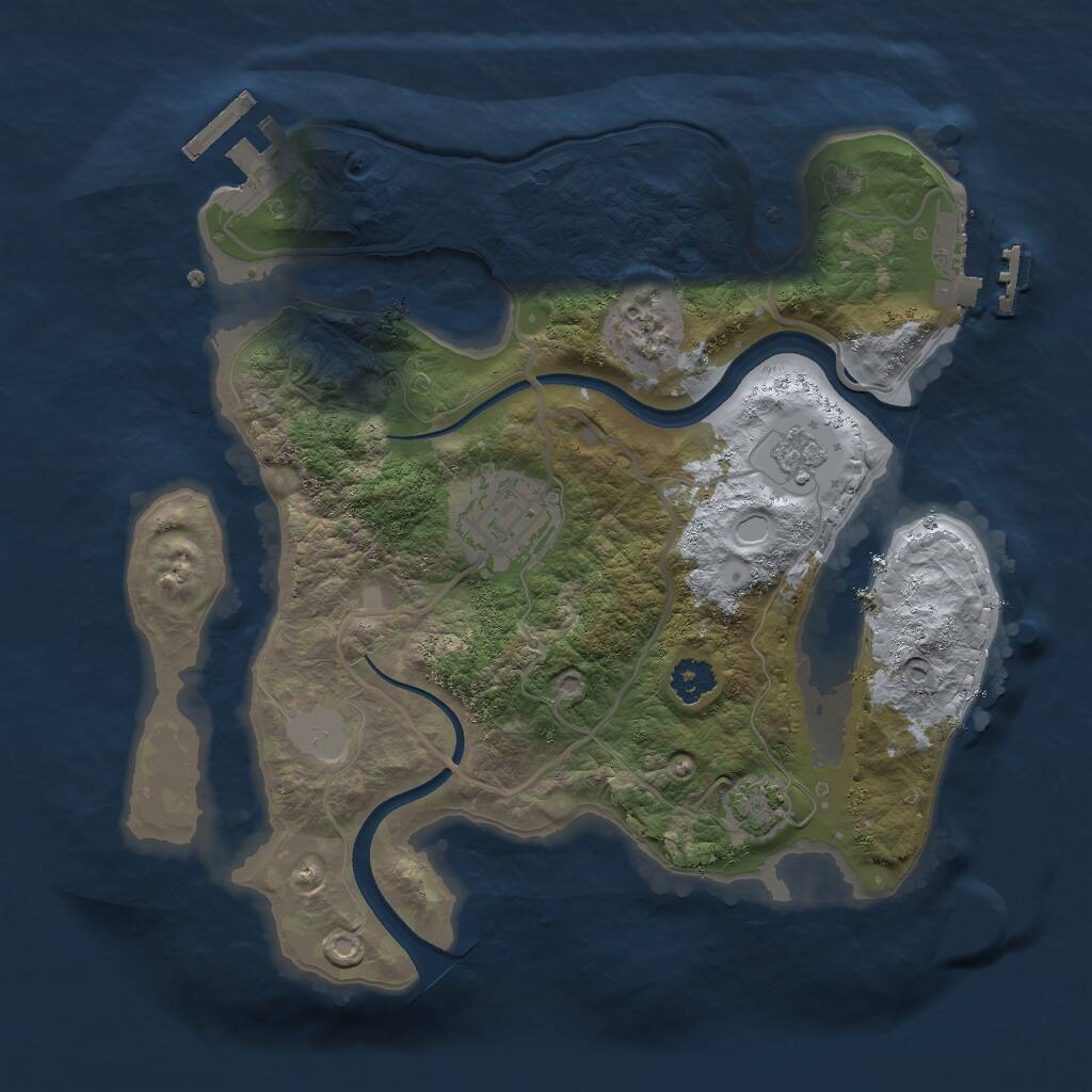 Rust Map: Procedural Map, Size: 2500, Seed: 33465, 6 Monuments