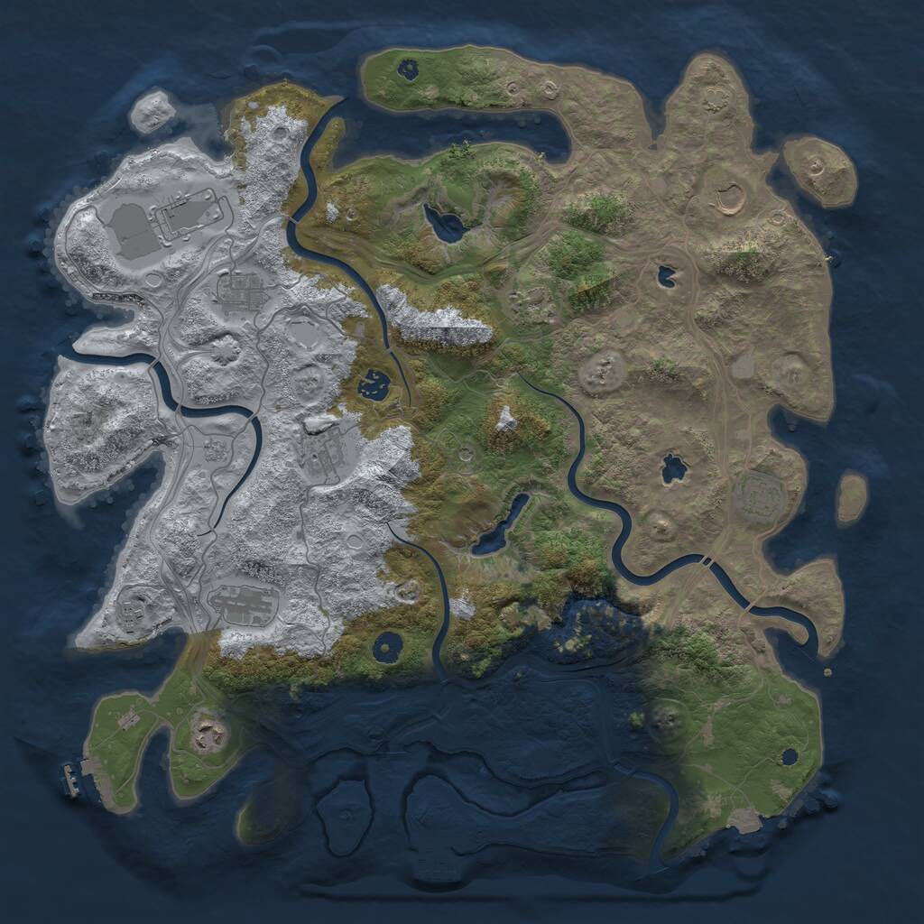 Rust Map: Procedural Map, Size: 4500, Seed: 1525774284, 16 Monuments