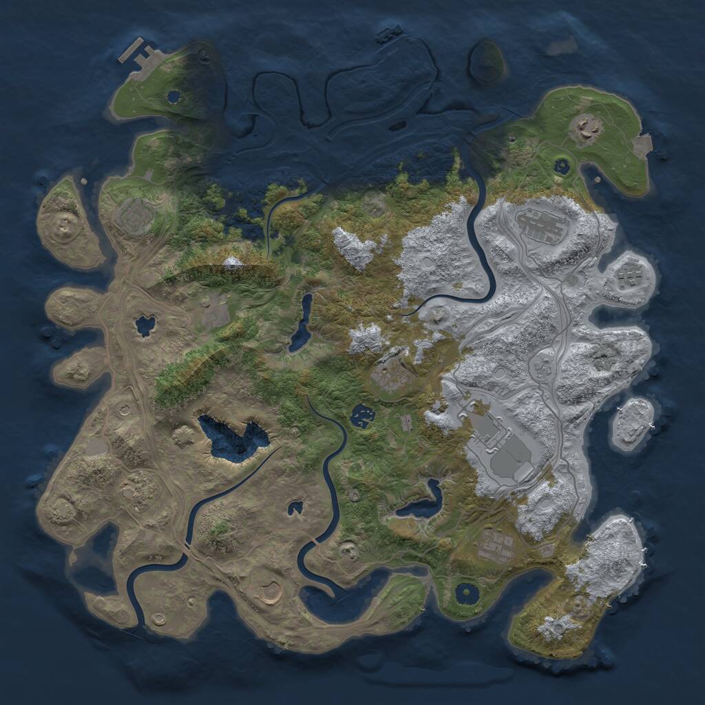 Rust Map: Procedural Map, Size: 4500, Seed: 1808670345, 17 Monuments