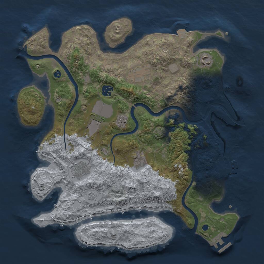 Rust Map: Procedural Map, Size: 3500, Seed: 1941652661, 13 Monuments