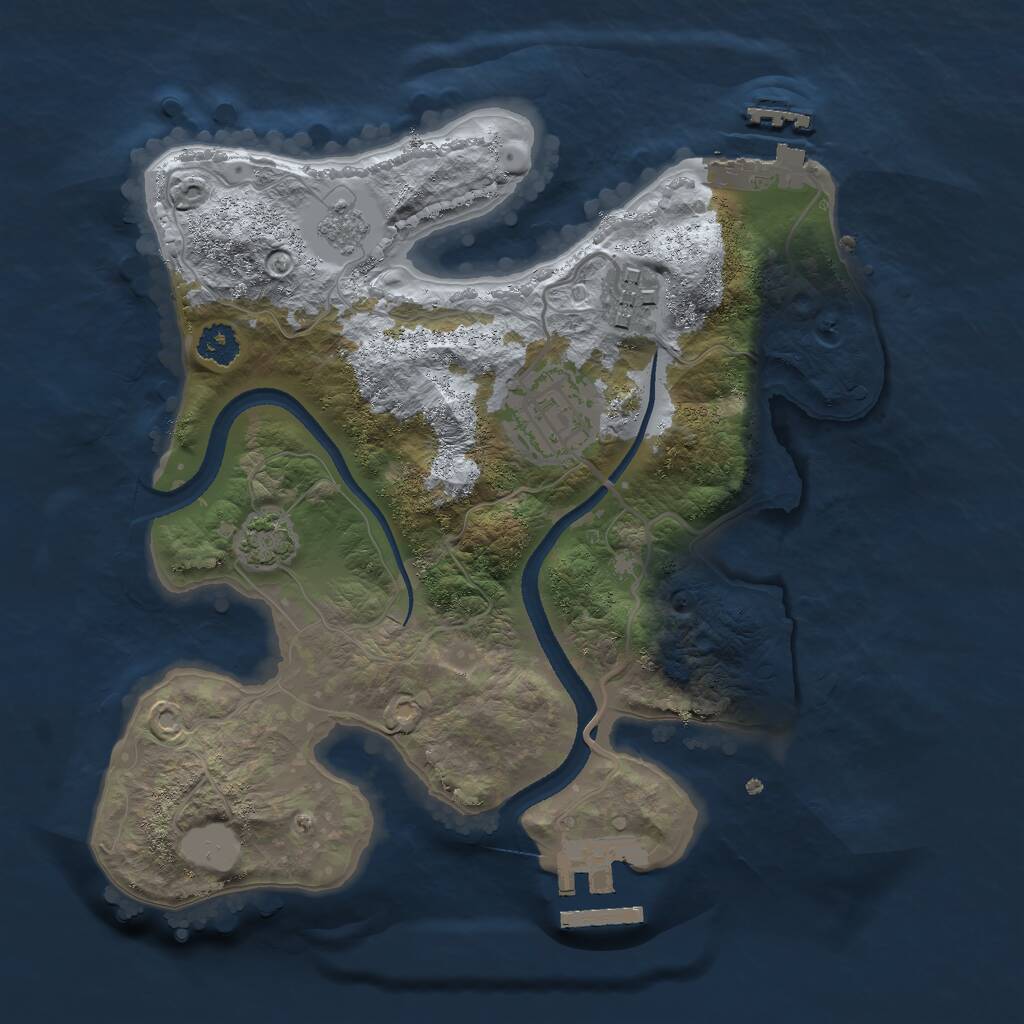 Rust Map: Procedural Map, Size: 2500, Seed: 1081959350, 7 Monuments