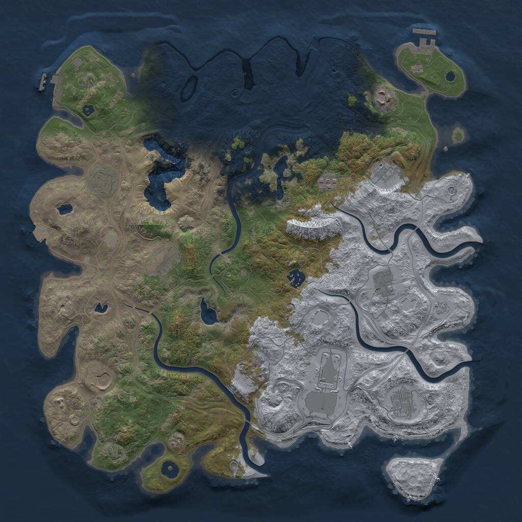 Rust Map: Procedural Map, Size: 4500, Seed: 77254366, 17 Monuments
