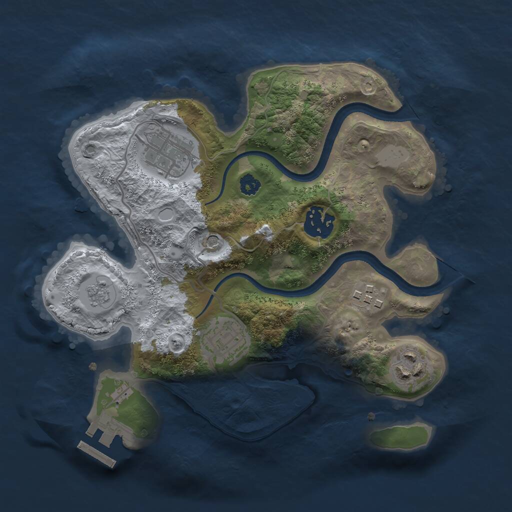 Rust Map: Procedural Map, Size: 2499, Seed: 543479955, 9 Monuments