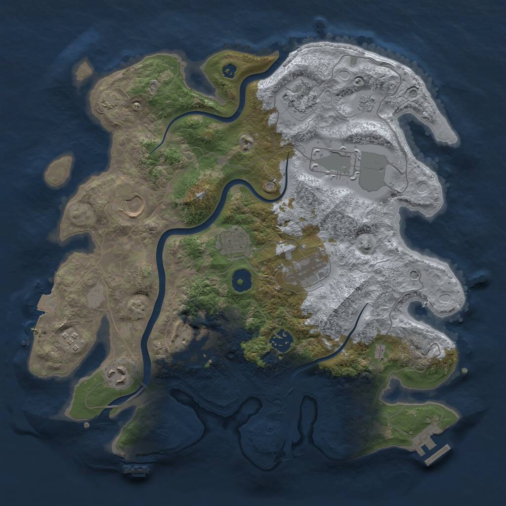 Rust Map: Procedural Map, Size: 3500, Seed: 703413838, 15 Monuments