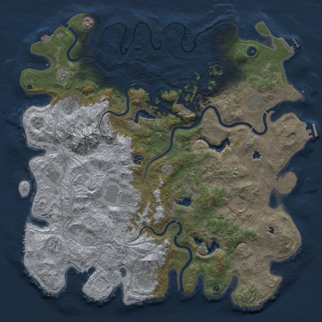 Rust Map: Procedural Map, Size: 5000, Seed: 241199537, 17 Monuments