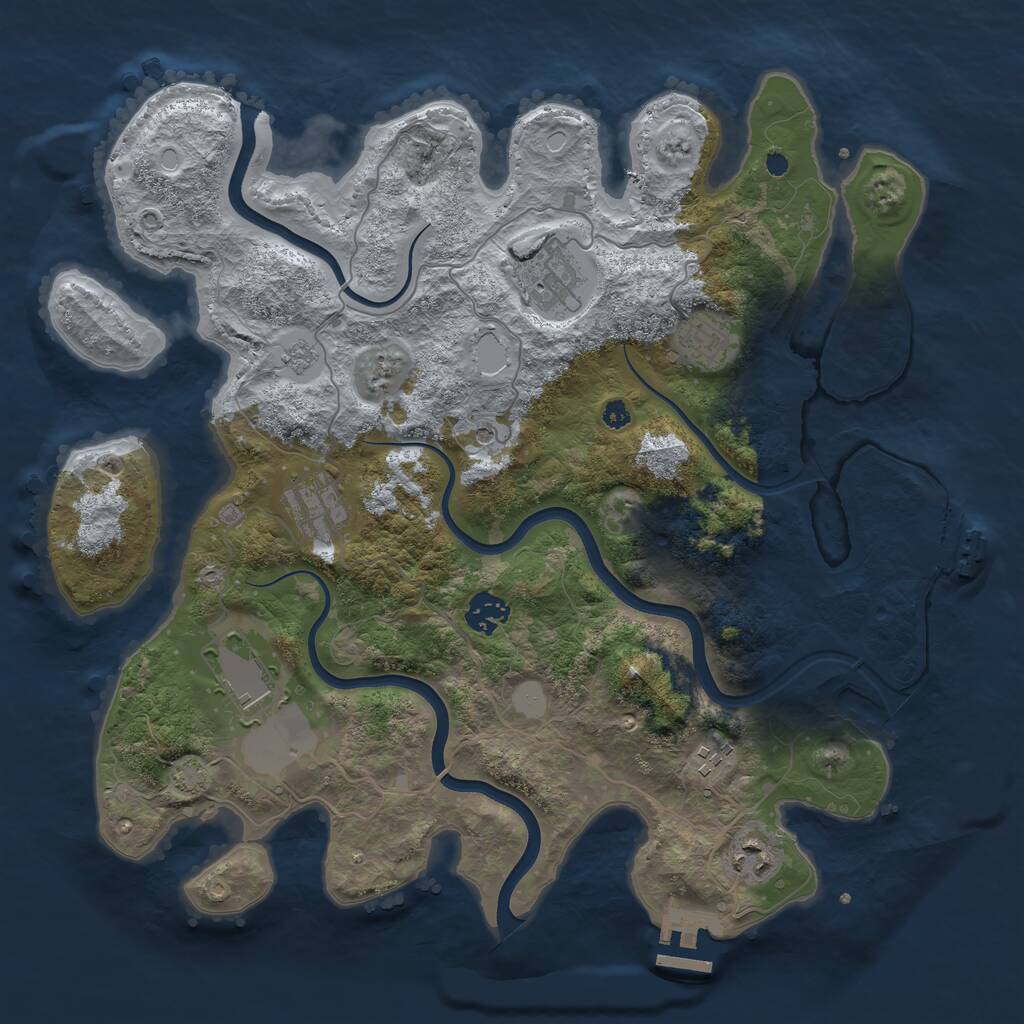 Rust Map: Procedural Map, Size: 3700, Seed: 375018208, 13 Monuments