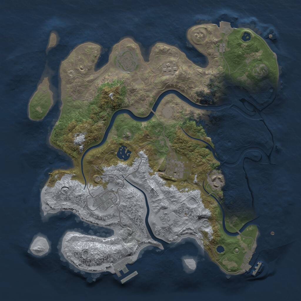 Rust Map: Procedural Map, Size: 3250, Seed: 74341, 12 Monuments