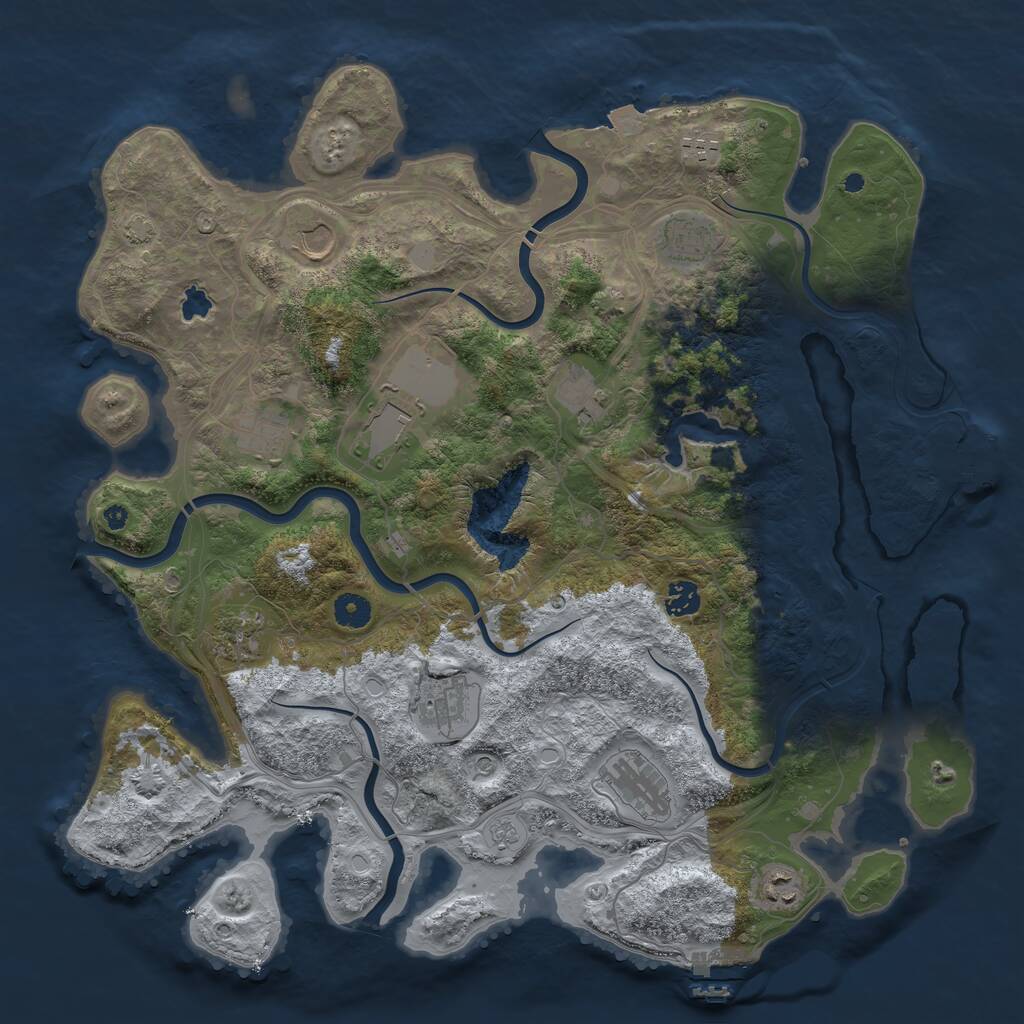 Rust Map: Procedural Map, Size: 4250, Seed: 1906879721, 17 Monuments