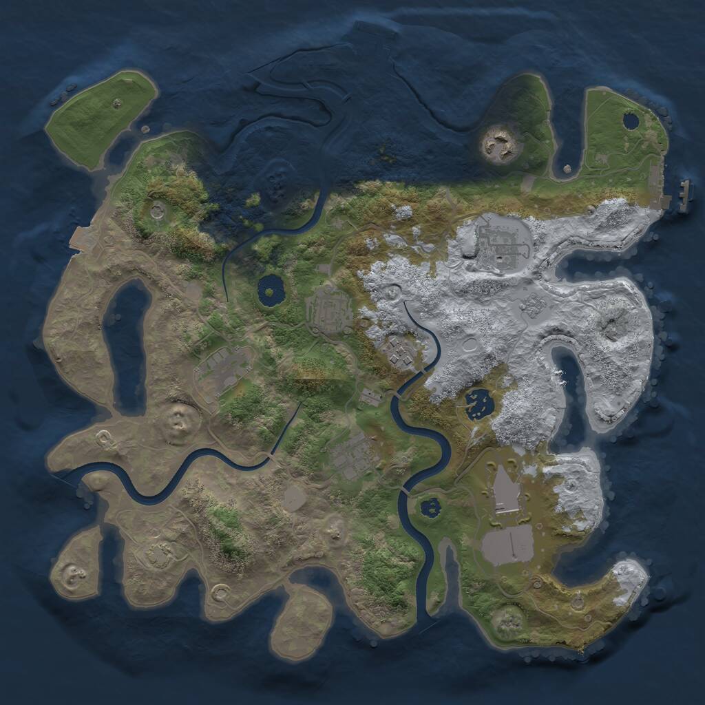 Rust Map: Procedural Map, Size: 3500, Seed: 349239272, 14 Monuments