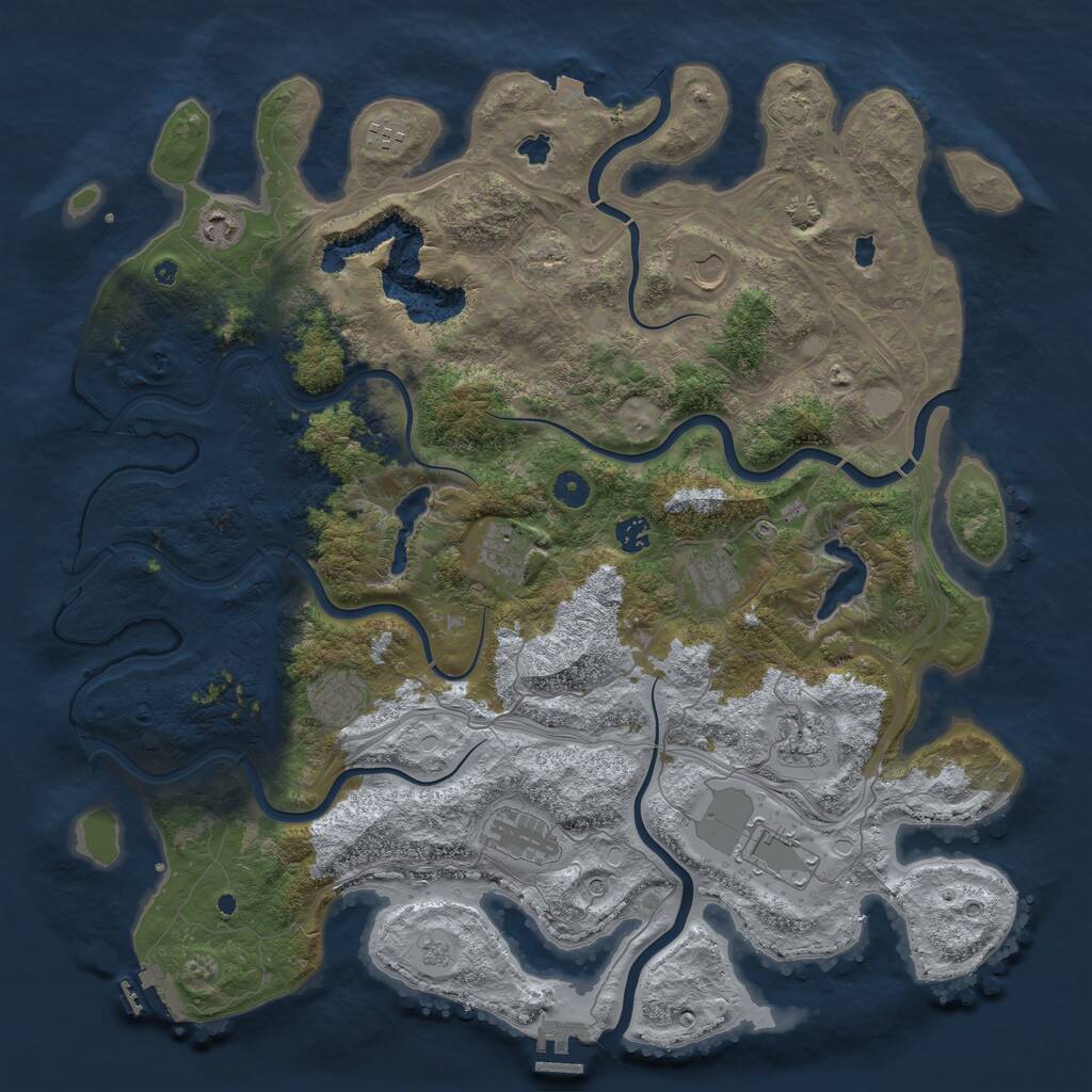 Rust Map: Procedural Map, Size: 4600, Seed: 50328, 16 Monuments
