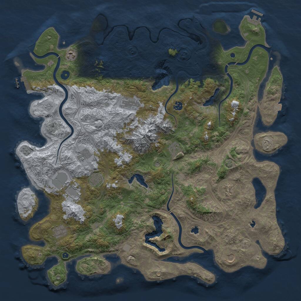 Rust Map: Procedural Map, Size: 5000, Seed: 1483866273, 17 Monuments