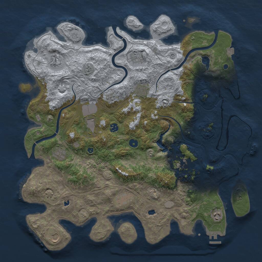 Rust Map: Procedural Map, Size: 4500, Seed: 1452245, 17 Monuments
