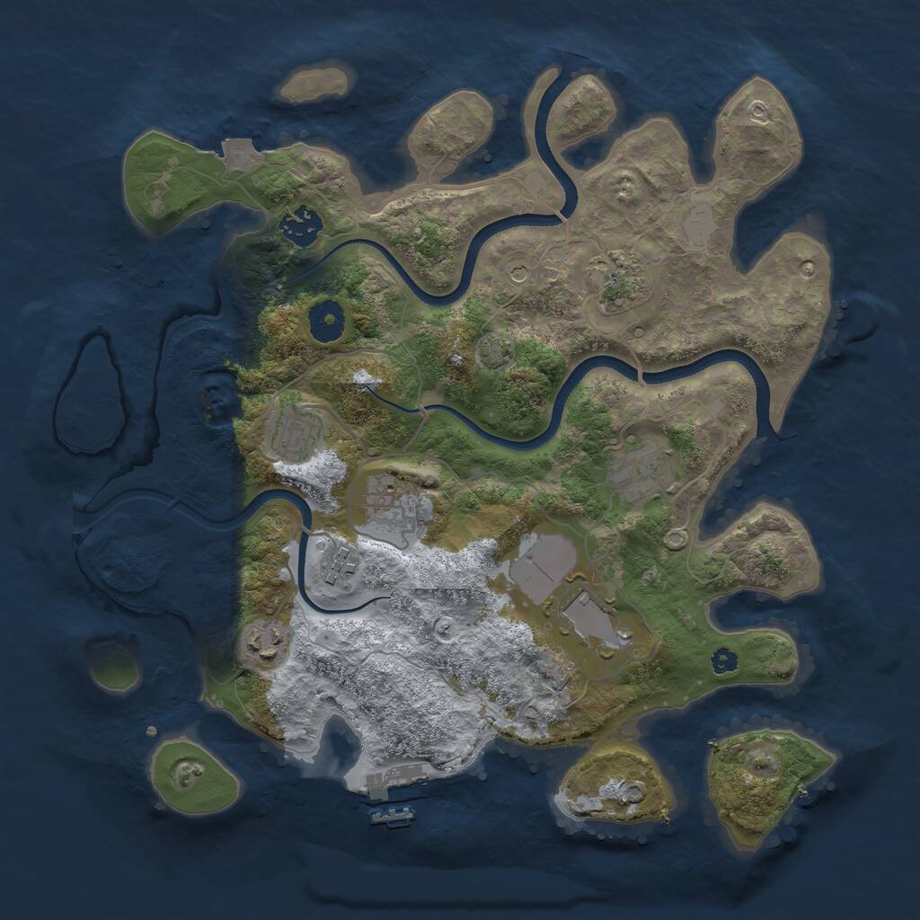 Rust Map: Procedural Map, Size: 3500, Seed: 1407481656, 12 Monuments
