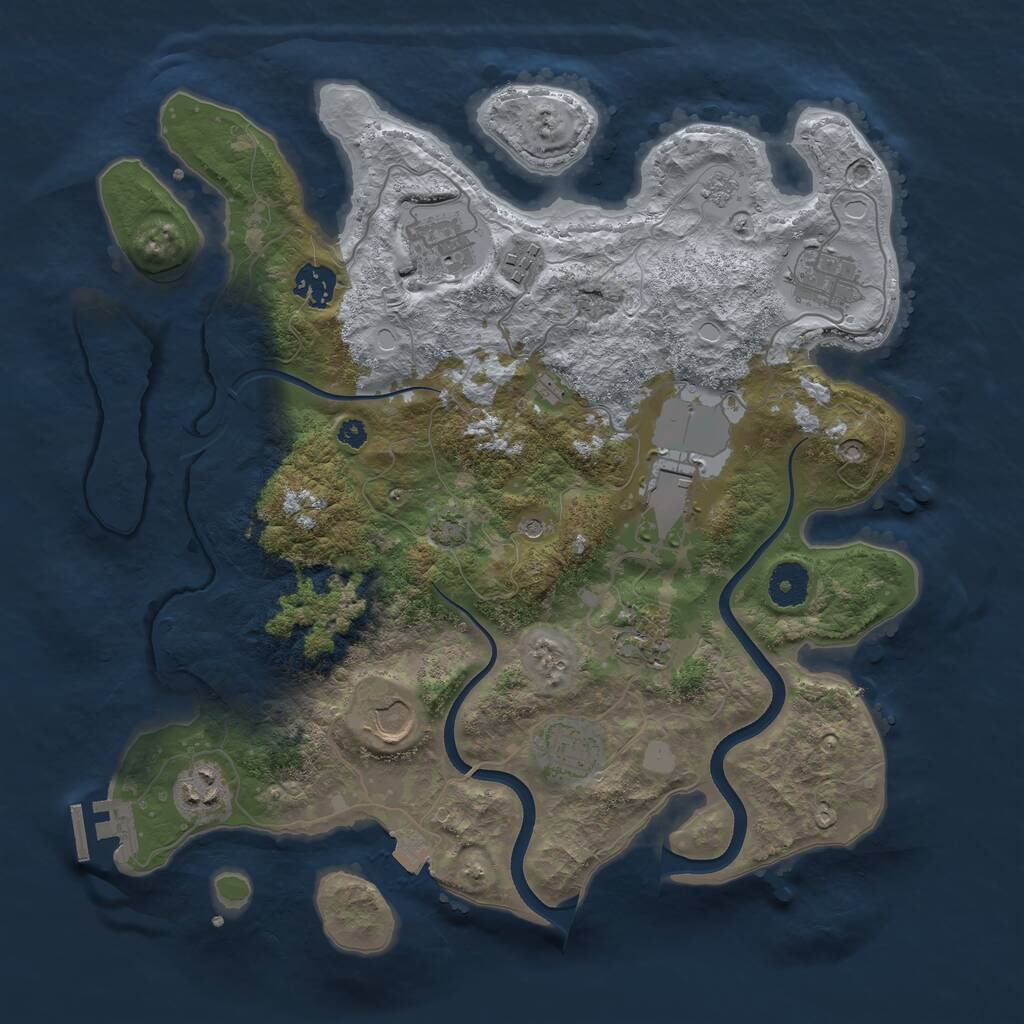 Rust Map: Procedural Map, Size: 3600, Seed: 1786465390, 14 Monuments