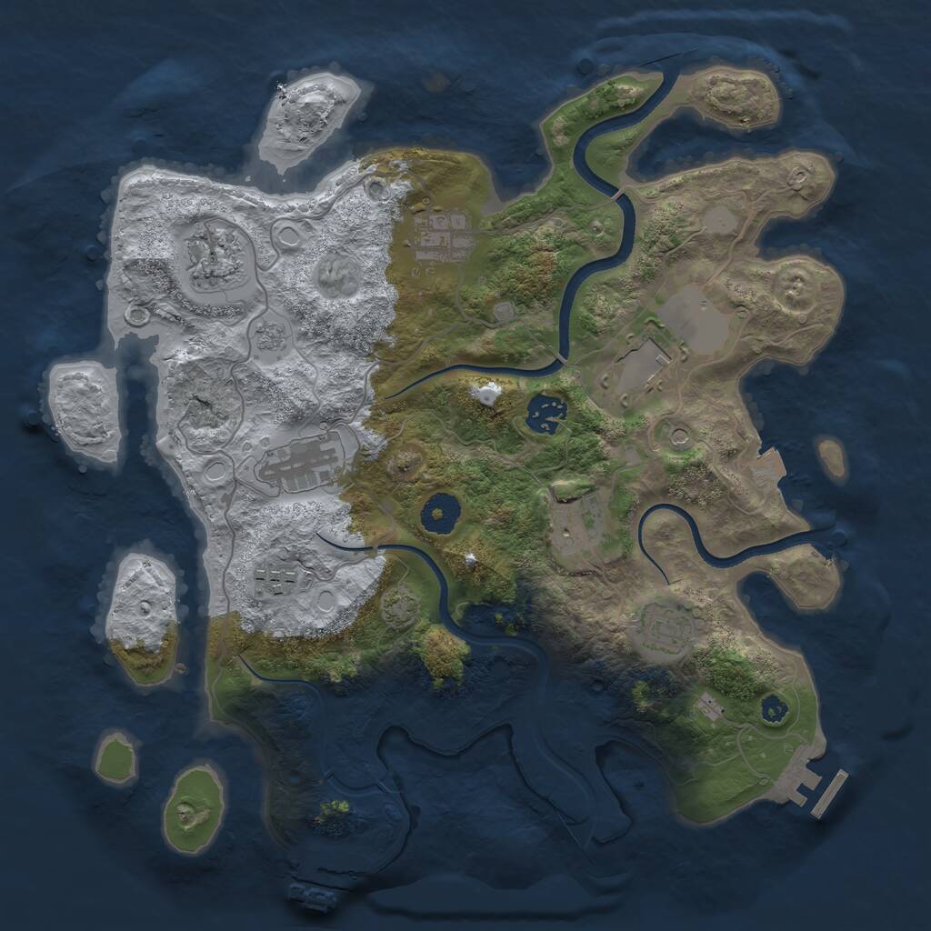 Rust Map: Procedural Map, Size: 3500, Seed: 420816501, 14 Monuments