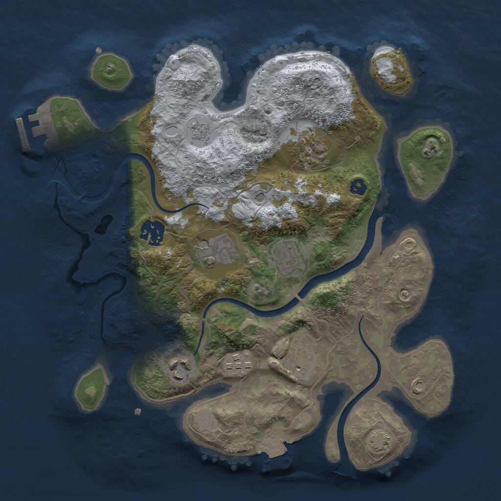 Rust Map: Procedural Map, Size: 3000, Seed: 24446, 12 Monuments
