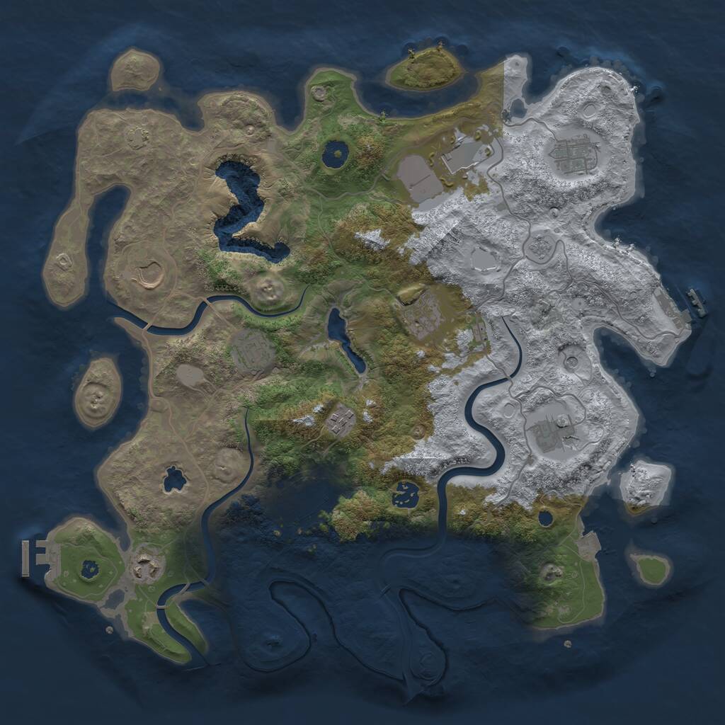 Rust Map: Procedural Map, Size: 4000, Seed: 9166221, 16 Monuments