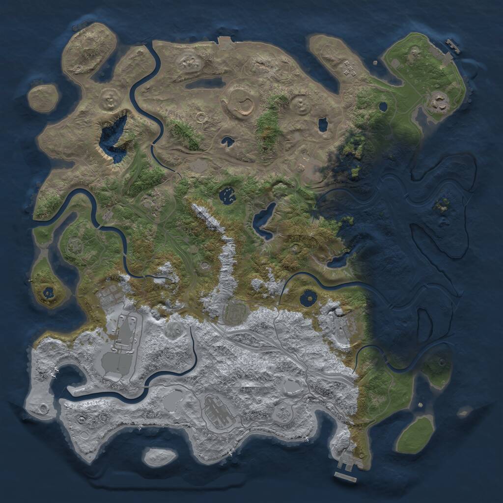 Rust Map: Procedural Map, Size: 4500, Seed: 426491227, 17 Monuments