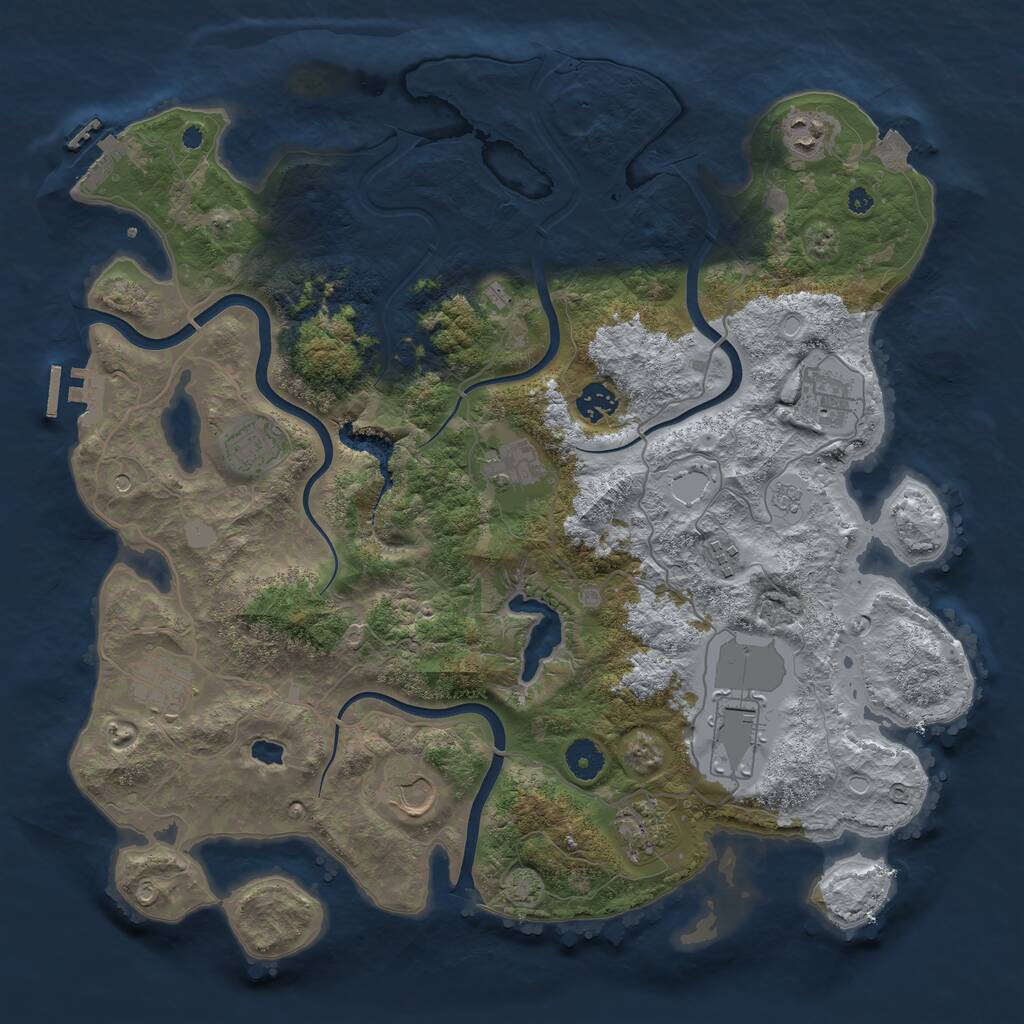 Rust Map: Procedural Map, Size: 4000, Seed: 278645300, 16 Monuments