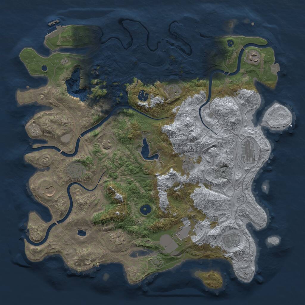 Rust Map: Procedural Map, Size: 4300, Seed: 91298084, 17 Monuments