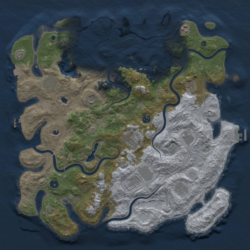 Rust Map: Procedural Map, Size: 4500, Seed: 1906030908, 17 Monuments