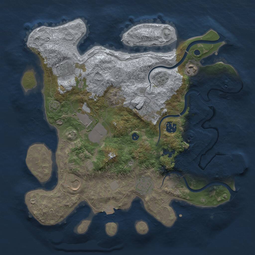Rust Map: Procedural Map, Size: 3500, Seed: 51339, 13 Monuments