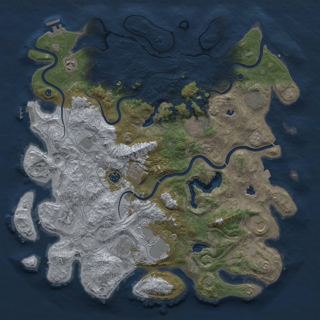 Rust Map: Procedural Map, Size: 4500, Seed: 291613271, 17 Monuments