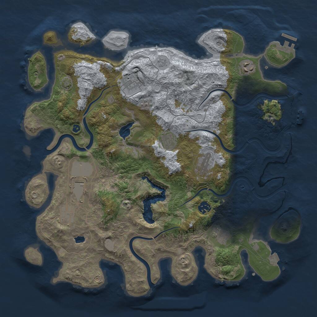 Rust Map: Procedural Map, Size: 4000, Seed: 1236216712, 15 Monuments