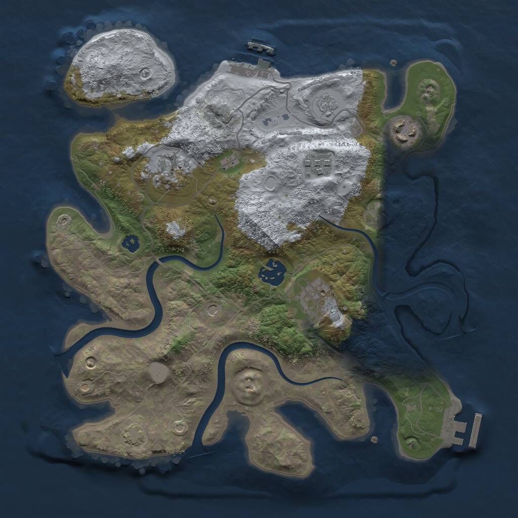 Rust Map: Procedural Map, Size: 3000, Seed: 1927666381, 11 Monuments