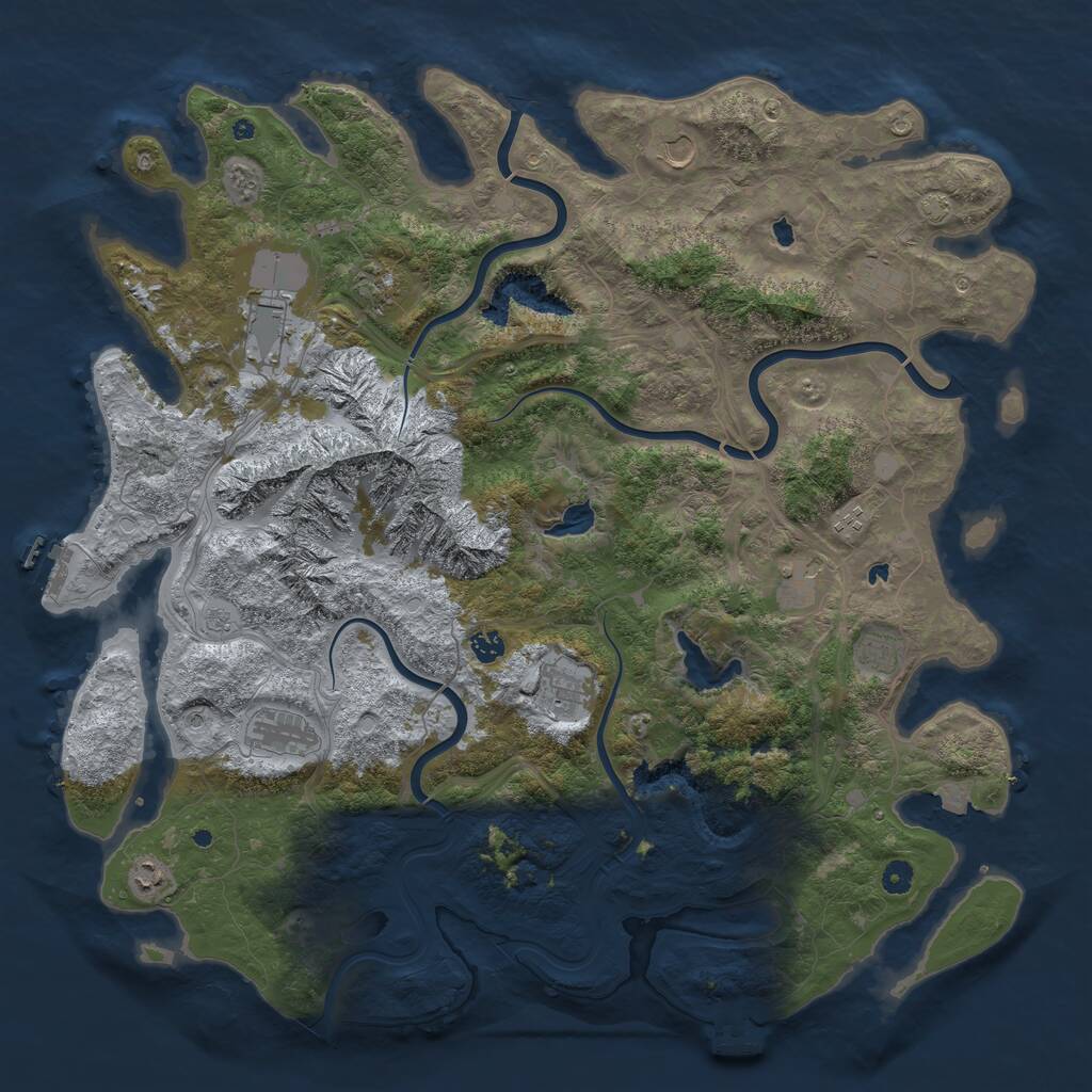 Rust Map: Procedural Map, Size: 5000, Seed: 218735, 17 Monuments
