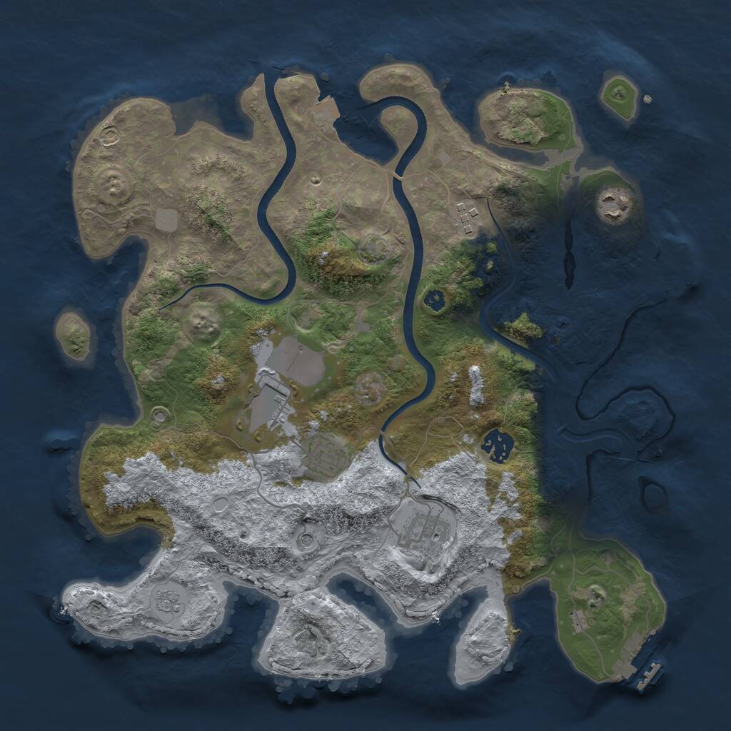 Rust Map: Procedural Map, Size: 3500, Seed: 1329734871, 12 Monuments