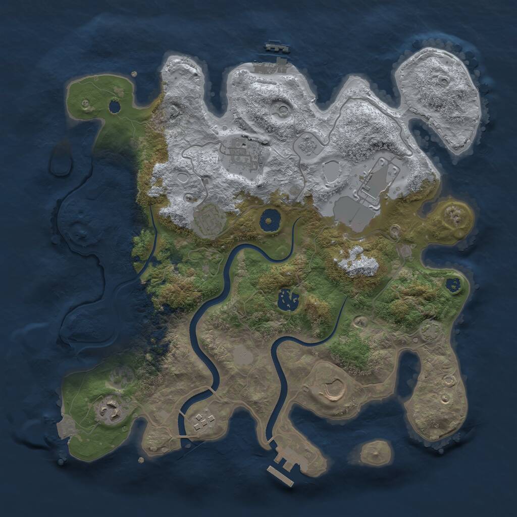 Rust Map: Procedural Map, Size: 3500, Seed: 42607, 13 Monuments