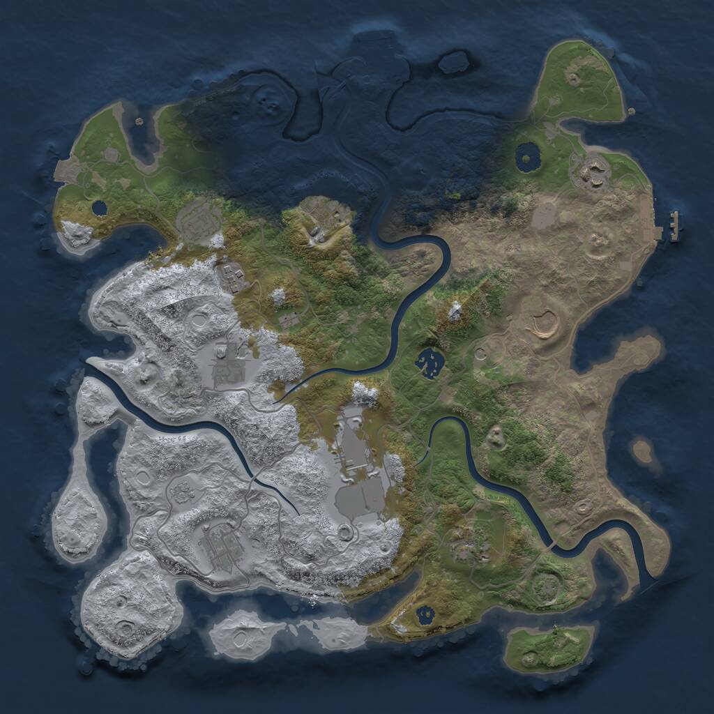 Rust Map: Procedural Map, Size: 3800, Seed: 1023537546, 16 Monuments