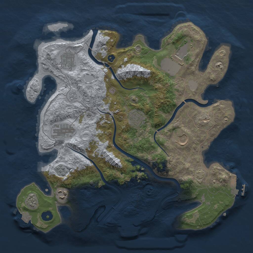 Rust Map: Procedural Map, Size: 3500, Seed: 2100838, 13 Monuments