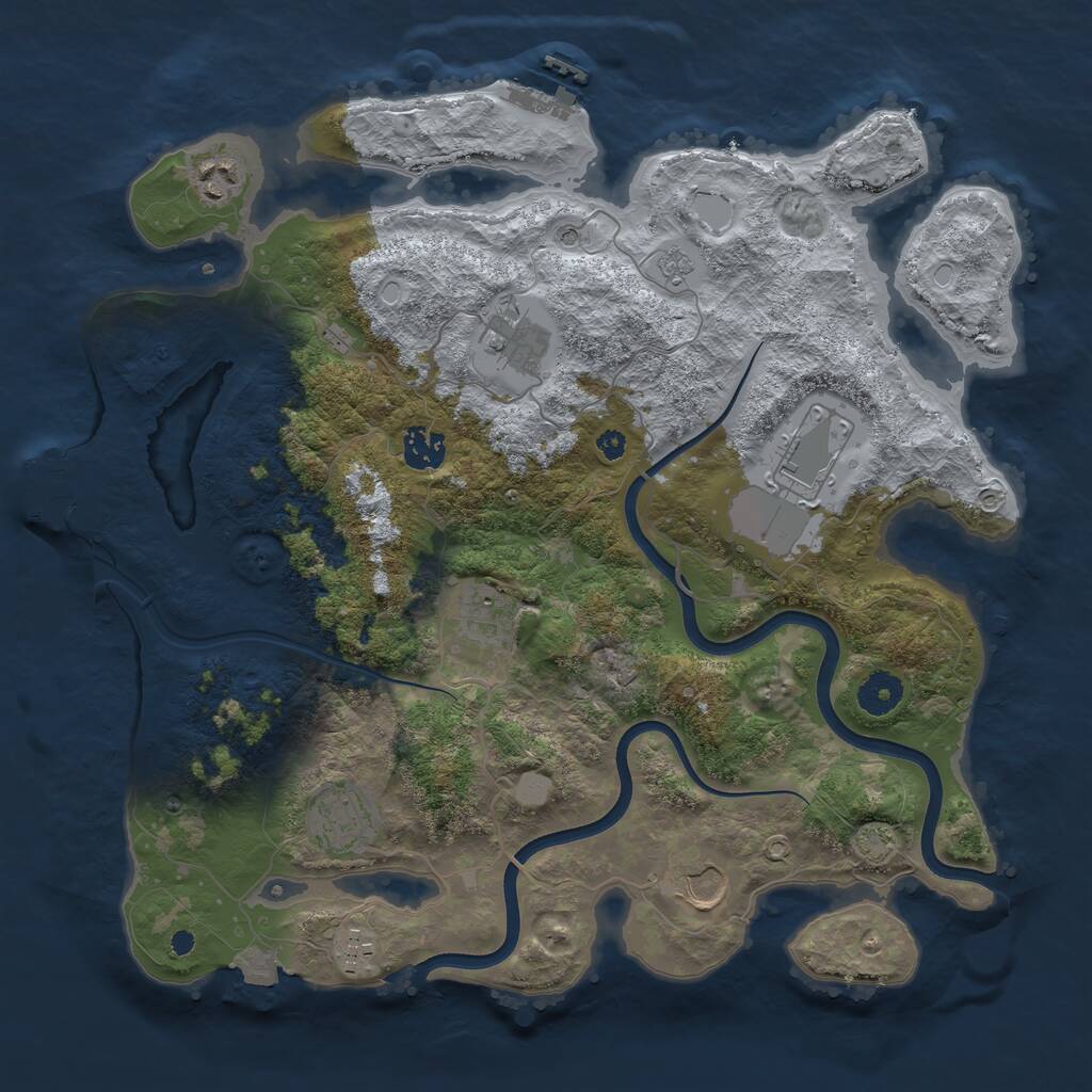 Rust Map: Procedural Map, Size: 3750, Seed: 1050472666, 14 Monuments